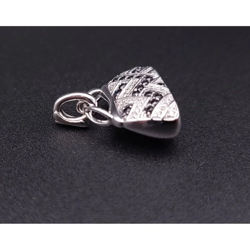 Mirabelle 18kt White Gold Diamond and Sapphire Purse Charm Pendant with Enhancer